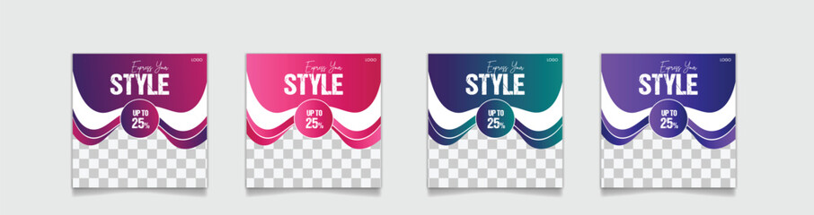 Bundle of editable Modern Social Media Post Feed Banner Templates for Sale and Discount Promotions