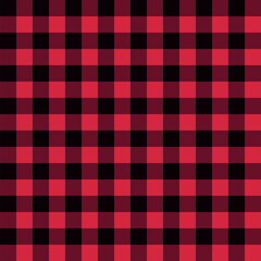 plaid flannel pattern, black and red checkered seamless repeatable texture, vector - obrazy, fototapety, plakaty