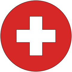 red circle with white cross inside, medical sign, healthcare illustration sign, vector illustration