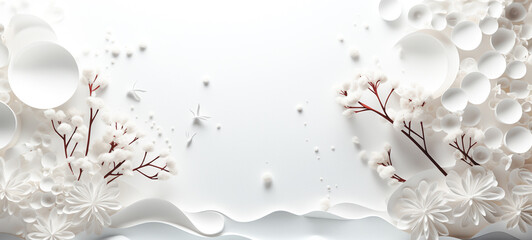 Papercut background of flower trees. For art texture, presentation design or web design and web background. Generative ai