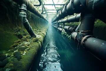 underwater pipelines. Generative AI - obrazy, fototapety, plakaty