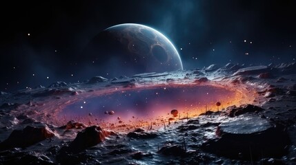 Fototapeta na wymiar Moon's Surface Scenery Vibrant Background 