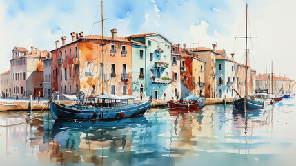 Fototapeta premium Watercolor painting of Venice