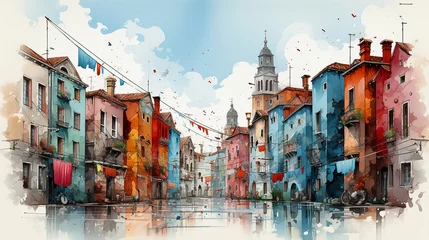 Fotobehang Watercolor painting of Venice © nolonely