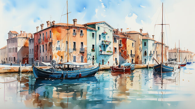 Watercolor painting of Venice