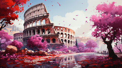 Watercolor painting of Colosseum - obrazy, fototapety, plakaty