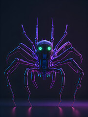 Fototapeta premium spider robot in dark tones with futuristic neon