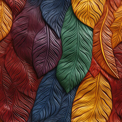 Seamless embossed leather leaves texture