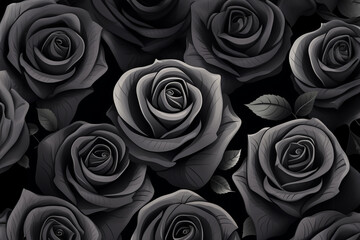 Black rose pattern. Gothic valentine day background