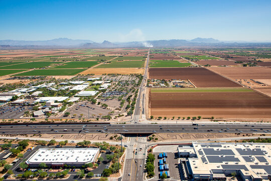 Smoke From A Distant Fire looking east from above the Loop 101 freeway in Scottsdale, Arizona