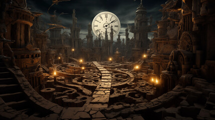 Steampunk Labyrinth Fantasy Art, game concept, concept art