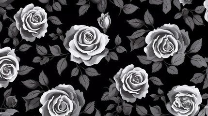 Black rose pattern. Gothic valentine day background