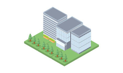 Isometric Building vector.building 3d , smart city, Vector office and town apartment concept.on white background.3D design.isometric vector design Illustration.