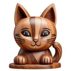 statue - wooden cat statue isolated on transparent background