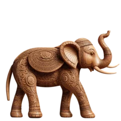 Foto op Aluminium statue - wooden elephant statue isolated on transparent background © Ronald