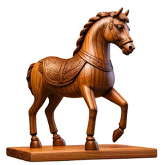 statue - wooden horse statue isolated on transparent background