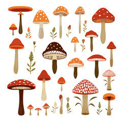 set of mushrooms svg vector illustration