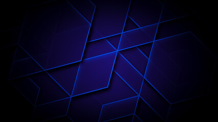 Illustration of a dark blue background with illuminated geometric shapes