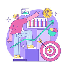 Mutual fund. Investment fund, asset portfolio invested in stocks. Young character investing money with the prospect of profit. Modern investment vehicle. Flat vector illustration