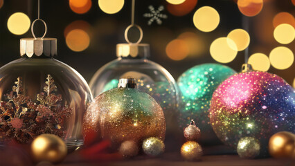 Christmas and New Year Holiday Greetings Background Sparkling Festive Bokeh