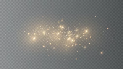 Poster The dust sparks and golden stars shine with special light. Vector sparkles on a transparent background. Christmas light effect. Sparkling magical dust particles. PNG © Vector light Studio