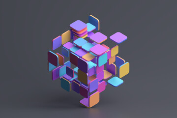Abstract 3d render, colorful geometric composition design - Powered by Adobe