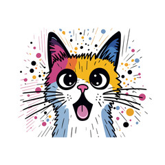 Cozy Curled-Up Cat Illustration, Hand-Drawn Stylish Kitten in a Relaxed Pose, Perfect for a Tranquil Aesthetic and Cat Art Enthusiasts
