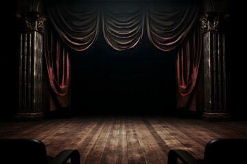 Dark theater stage for a premiere .