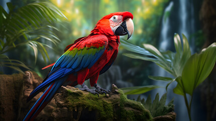 parrot in tropical jungle