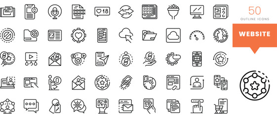 Set of minimalist linear website icons. Vector illustration