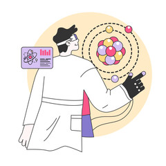 Medical research. Biotechnology, medicine and pharmacology development. Innovative technologies, clinical trials and tests. Flat vector illustration