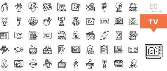 Set of minimalist linear tv icons. Vector illustration