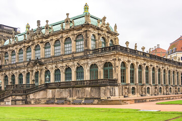 Fragment of inner courtyard of Zwinger Palace (Der Dresdner Zwinger). Rococo style Zwinger Palace was Royal palace XVII century in Dresden, Germany.
