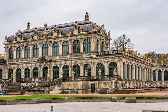 Fragment of inner courtyard of Zwinger Palace (Der Dresdner Zwinger). Rococo style Zwinger Palace was Royal palace XVII century in Dresden, Germany.
