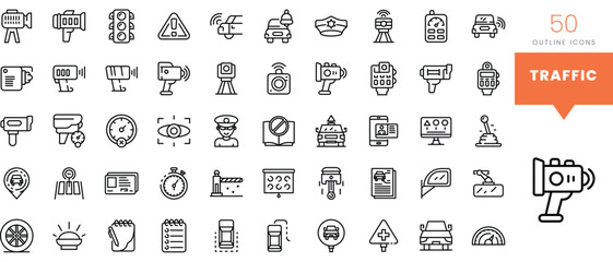 Set of minimalist linear traffic icons. Vector illustration