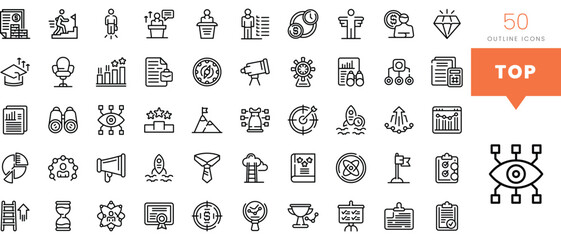 Set of minimalist linear top icons. Vector illustration