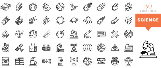 Set of minimalist linear science icons. Vector illustration