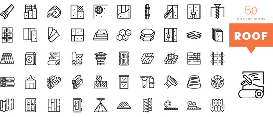 Set of minimalist linear roof icons. Vector illustration