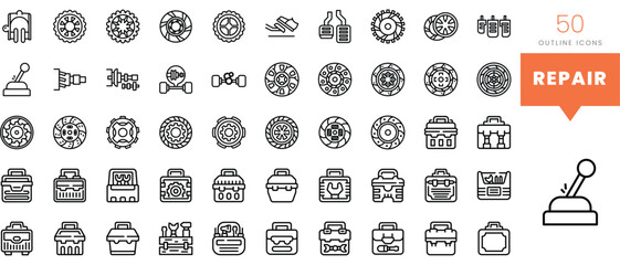 Set of minimalist linear repair icons. Vector illustration