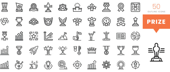 Set of minimalist linear prize icons. Vector illustration - obrazy, fototapety, plakaty