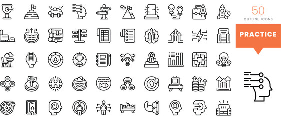 Set of minimalist linear practice icons. Vector illustration