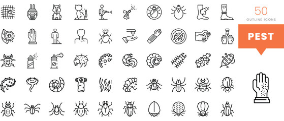 Set of minimalist linear pest icons. Vector illustration