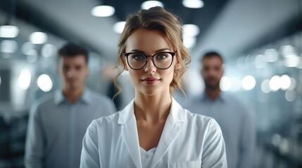 Research scientist woman in a modern laboratory.