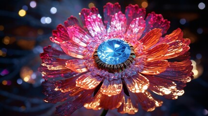 A breathtaking, high-detailed 8K image of a sparkling Gemstone Gerbera, with radiant colors and...