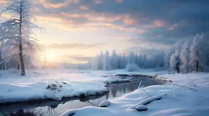 winter landscape with snow and trees