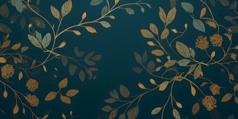 Green and Gold Botanical Background. 