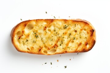 Italian ciabatta bread fried in olive oil and sprinkled with herbs on a white background