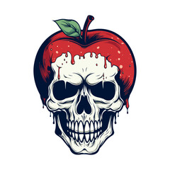 Skull with apple shape, vector illustration, Generative Ai.