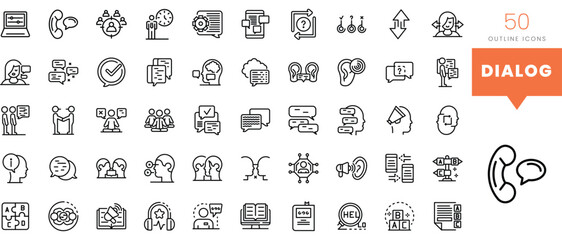 Set of minimalist linear dialog icons. Vector illustration