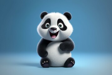 Animated panda with cute, funny, and emotional expressions. Playful and happy black and white animal. Generative AI
